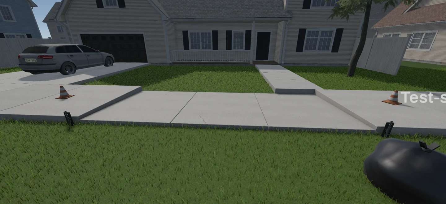 A sidewalk lifting scenario in the training simulation